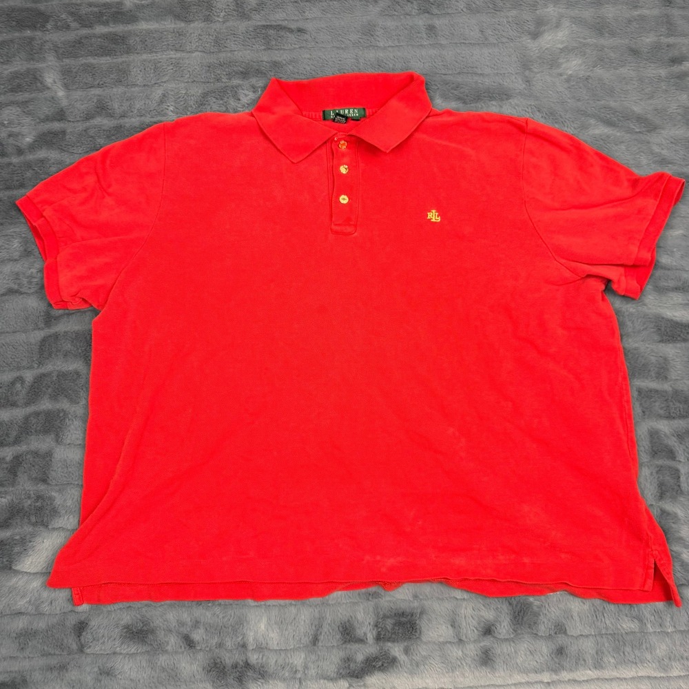 Lauren Ralph Lauren Red Cotton Pique Short Sleeve Polo Shirt Womens 2X